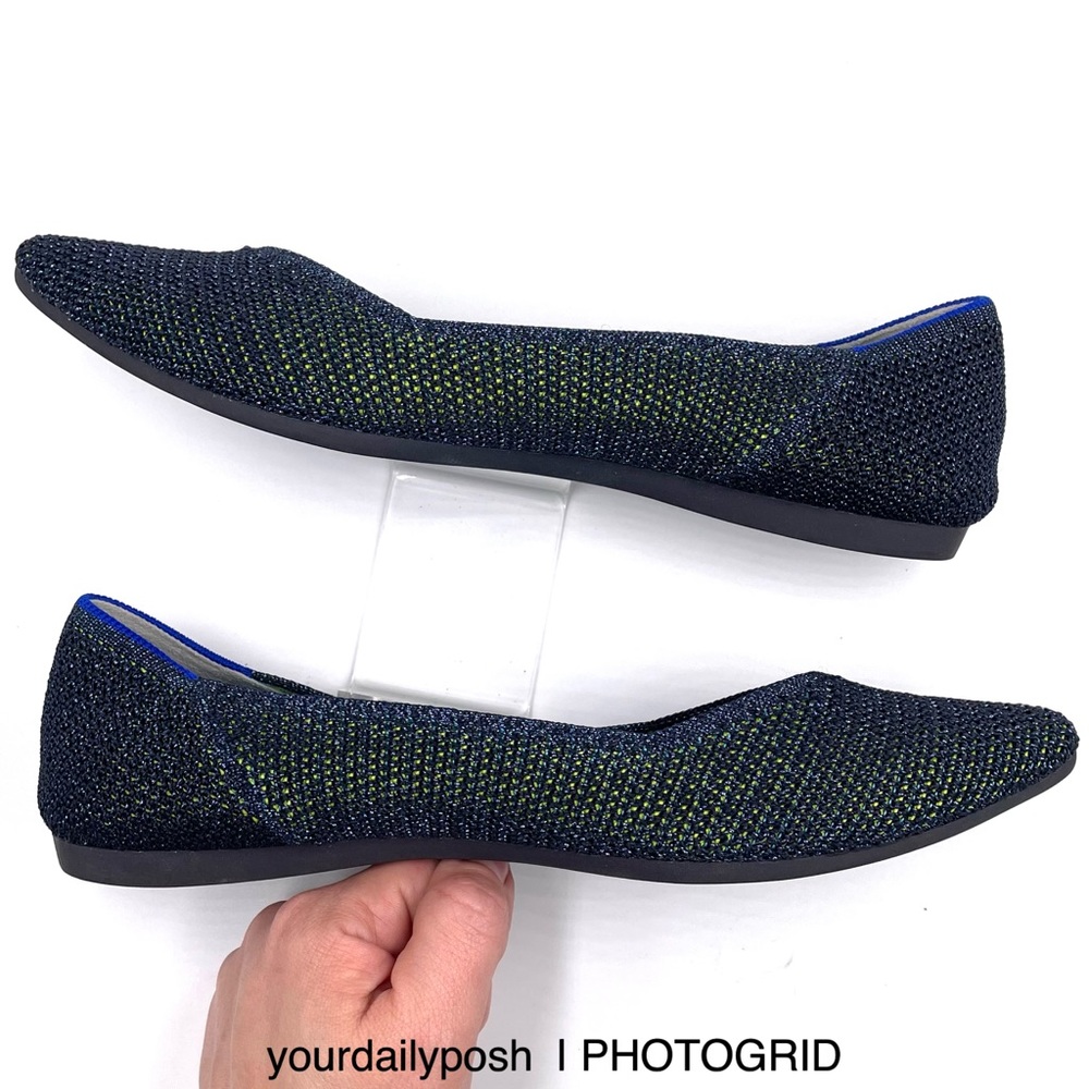 Rothy’s retired metallic blue green lattice stitch flats women’s US 6.5 - Picture 4 of 16